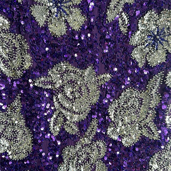 Vantage Joan Leslie slik sequins beaded evening dress size medium purple sliver - Picture 7 of 13